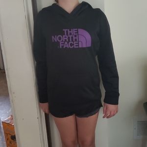 Purple and black north face hoodie